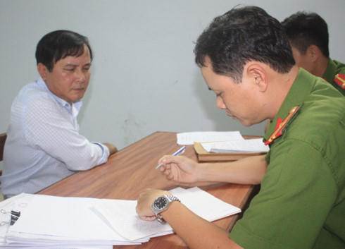 Đối tượng Trần Quang Trung tại cơ quan Công an.