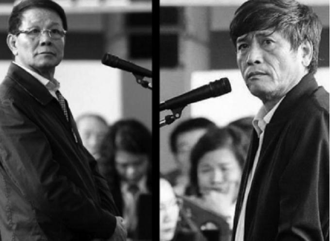 Hai cựu tướng công an trong phiên tòa.