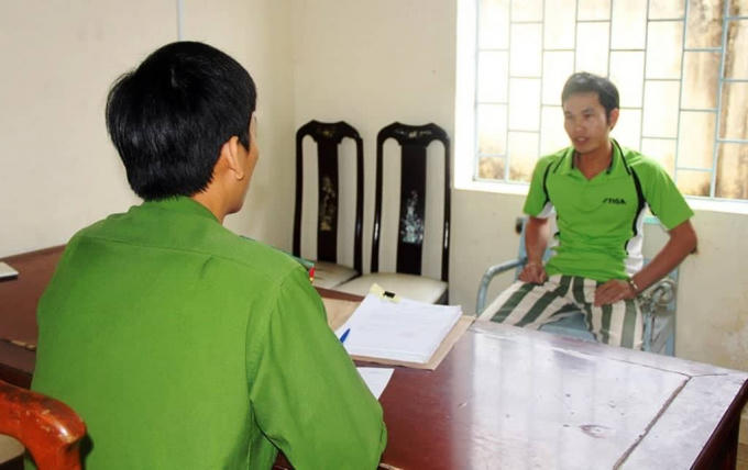 Đối tượng Lê Văn Tuấn tại cơ quan điều tra.