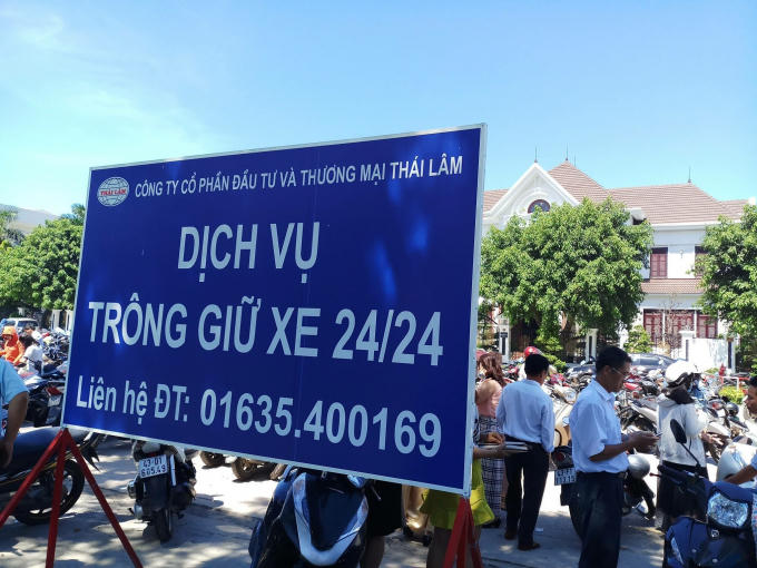 Công ty Thái Lâm đầu thầu thu phí xe tại Cổ viện Chàm, bãi đậu xe đường 2/9. Ảnh: FB.