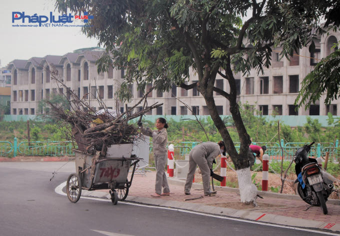 C&ocirc;ng nh&acirc;n l&agrave;m việc chăm chỉ để tuyến phố c&oacute; diện mạo đẹp nhất ra mắt người d&acirc;n thủ đ&ocirc;