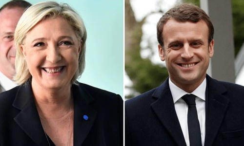 Hai ứng cử viên bà Le Pen và ông Emmanuel Macron.