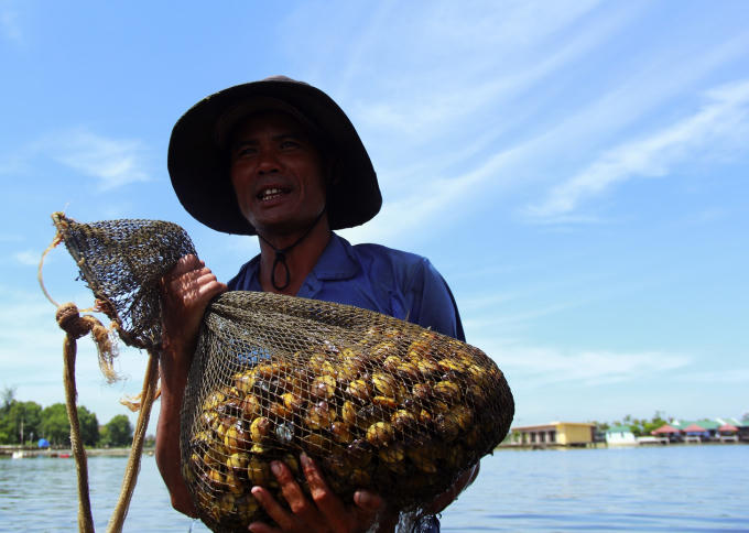 Thành quả sau nhiều giờ ngụp lặn.