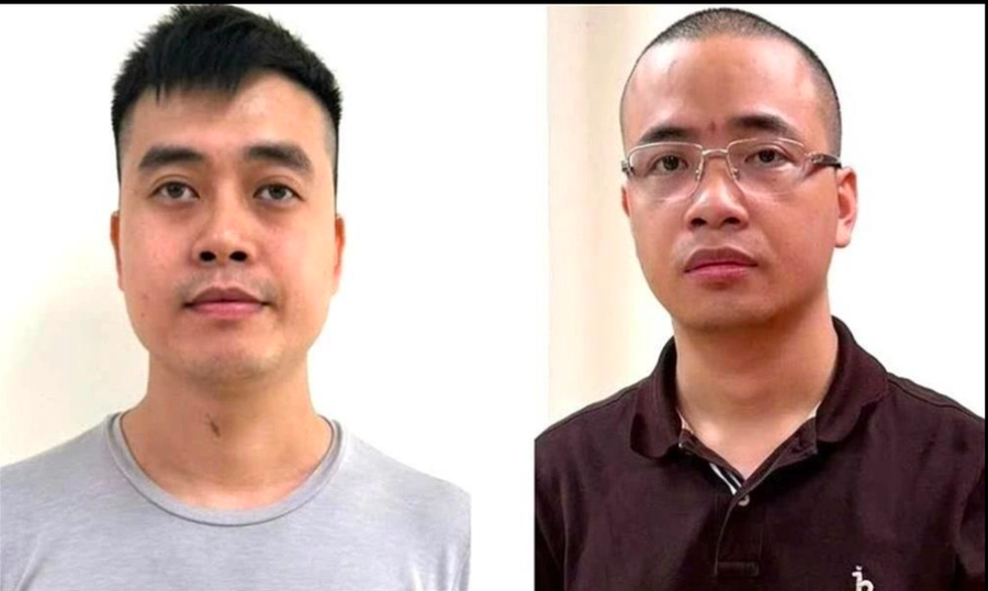 Bị can Hoàng Quang Thịnh (trái) và La Khắc Minh. Ảnh: Bộ Công an