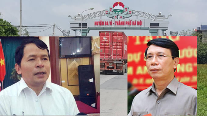 Chủ tịch UBND huyện Ba Vì ông Bạch Công Tiến (trái) - Ông Hà Xuân Hưng, Bí thư Huyện uỷ Ba Vì (phải). Ảnh Chí Kiên