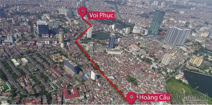 Theo tính toán, trung bình mỗi mét dài tuyến đường Hoàng Cầu - Voi Phục có tổng chi phí là hơn 3,1 tỷ đồng. Như vậy tuyến đường này sẽ cao gấp gần 3 lần đường Kim Liên - Ô Chợ Dừa (hơn 1,1 tỷ đồng/m) và gấp hơn 2 lần tuyến Ô Chợ Dừa - Hoàng Cầu (1,4 tỷ/m).