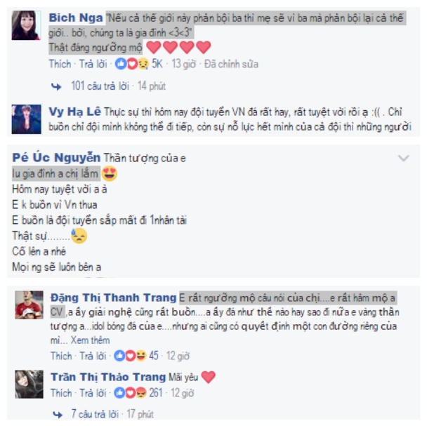 Bình luận của khán giả tại Facebook của Nữ ca sĩ Thủy Tiên (Ảnh: nguồn Facebook).