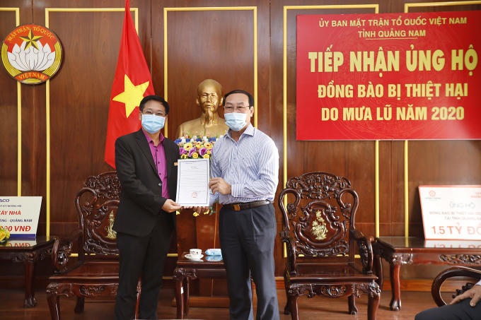 Ông Võ Xuân Ca - Chủ tịch UB MTTQ Việt Nam tỉnh Quảng Nam gửi thư cảm ơn đến Tập đoàn Hưng Thịnh.