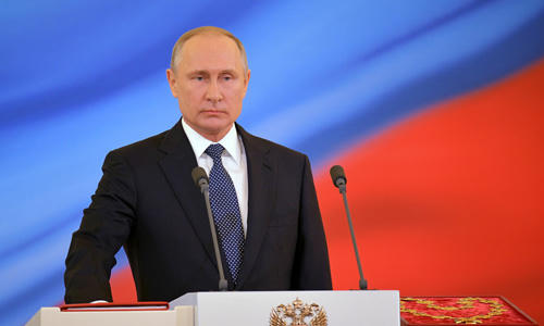 Tổng thống Vladimir Putin tại lễ tuyên thệ nhậm chức ngày 7/5. (Ảnh: Reuters).