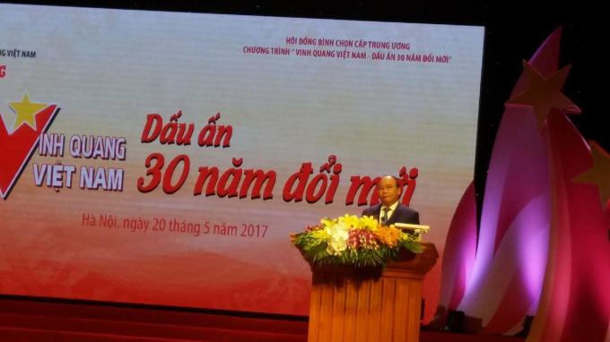 Thủ tướng Nguyễn Xuân Phúc phát biểu tại lễ  vinh danh.
