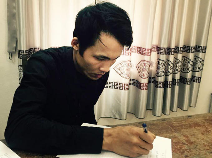 Ngô Thanh Quang tại cơ quan điều tra. (Ảnh: báo Công an nhân dân)