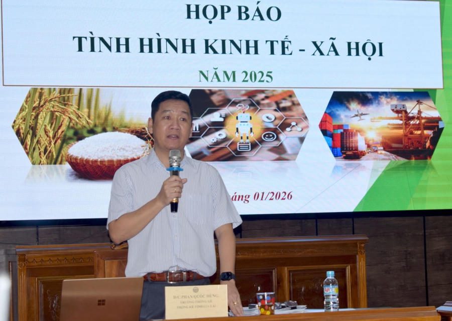 Thống kê tỉnh công bố số liệu thống kê kinh tế - xã hội tỉnh Gia Lai năm 2025. (Ảnh: Cổng TTĐT tỉnh Gia Lai)