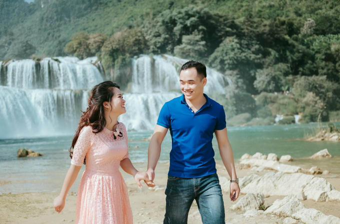 Đẹp lung linh với bộ ảnh cưới tại Th&aacute;c Bản Giốc của cặp uy&ecirc;n ương người T&agrave;y