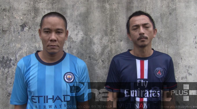 Đối tượng Lợi và Thuận tại cơ quan công an