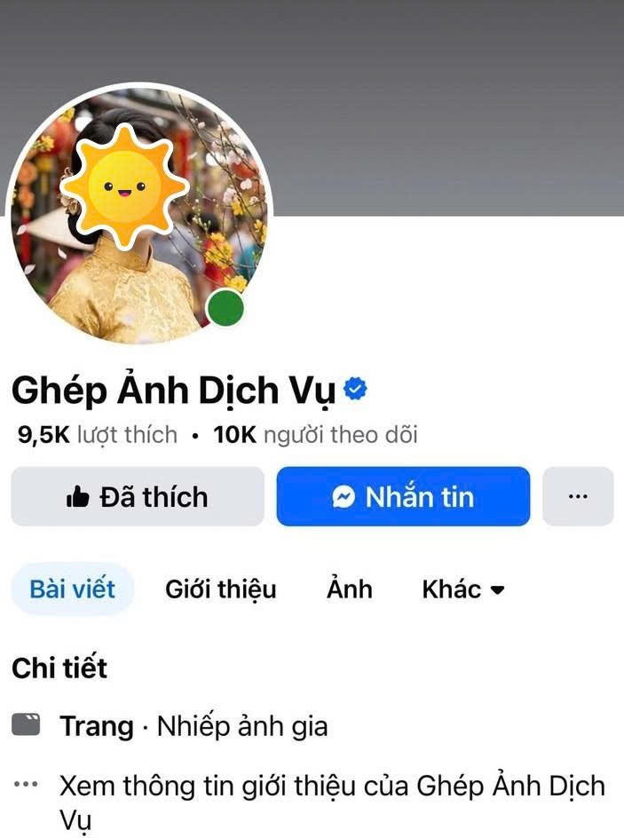 Trang facebook "Ghép ảnh dịch vụ" bị Công an TP Đà Nẵng cảnh báo chiêu trò lừa đảo nhận ghép ảnh Tết online.