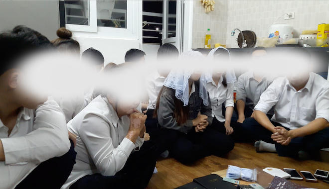 Nhóm đối tượng bị phát hiện sinh hoạt trái phép Hội thánh Đức Chúa Trời.