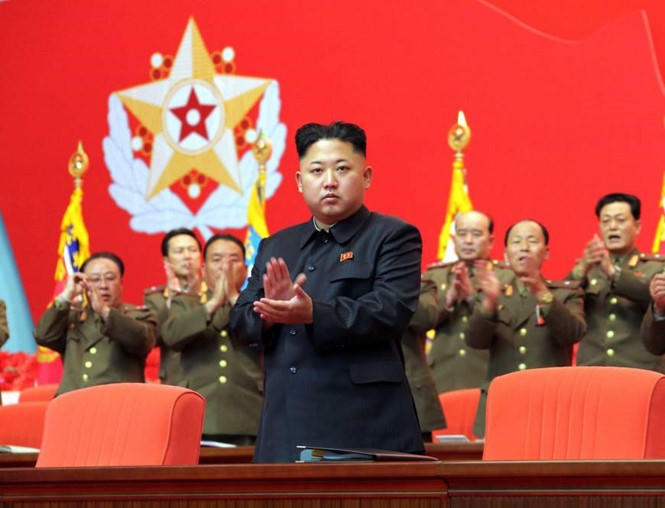 Lãnh đạo Triều Tiên Kim Jong Un phát biểu tại Đại hội Đảng Lao động nước này. (Ảnh: Reuters)