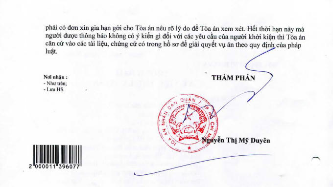Người dân đã nộp tiền sử dụng đất lại kiện Công ty Phú Mỹ Hưng ra tòa yêu cầu trả lại tiền sử dụng đất, tòa đang thụ lý.