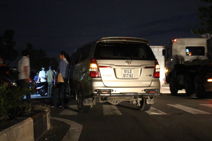Chiếc xe ô tô tại hiện trường.