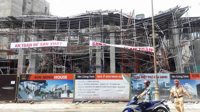 Vũng Tàu: Sập giàn giáo nhiều công nhân bị kẹt