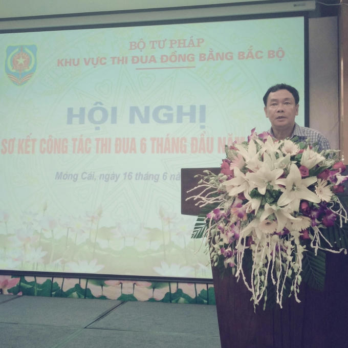 Ông Dương Thái Sơn, Giám đốc Sở Tư pháp tỉnh Quảng Ninh phát biểu.