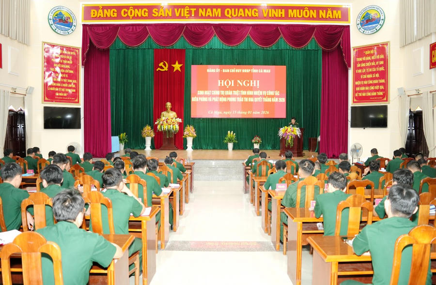 BĐBP Cà Mau sinh hoạt chính trị quán triệt nhiệm vụ và phát động thi đua năm 2026.