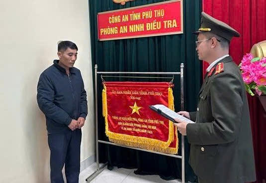 Đối tượng La Văn Đại tại cơ quan công an