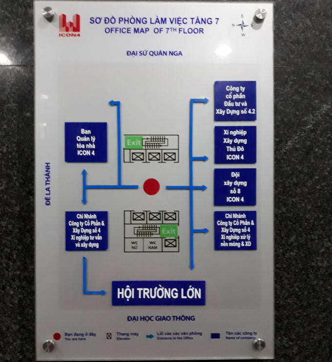 Sơ đồ phòng làm việc tại nơi công ty có trụ sở.