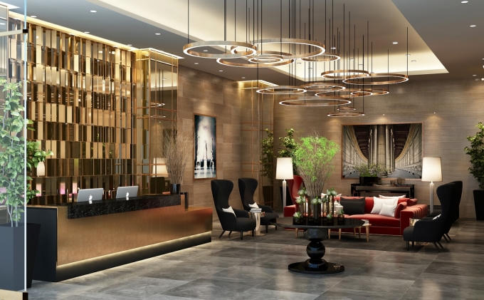 Sảnh chờ của toà nhà Sun Grand City Thuy Khue Residence - số 69B Thụy Khuê, Tây Hồ, Hà Nội.