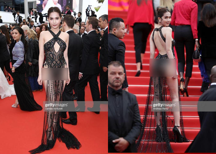 Ngọc Trinh gây tranh cãi khi khoe thân phản cảm khi xuất hiện tại LHP Cannes 2019 tại Pháp vào tối 19/5.