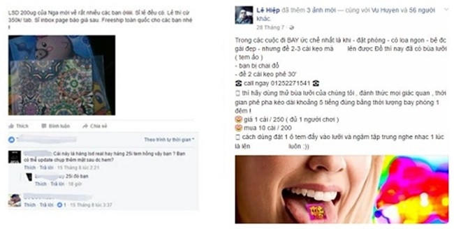 LSD ( hay còn gọi là bùa lưỡi, tem giấy) được rao bán công khai kèm theo những lời quảng cáo gây sự kích thích.