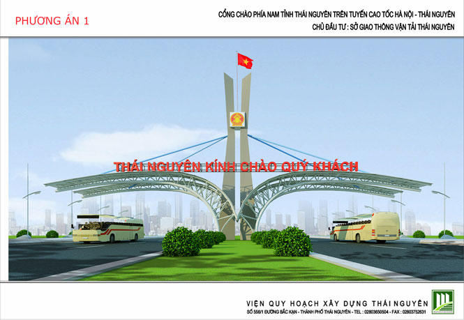 Phương án thiết kế cổng chào biểu tượng của Thái Nguyên.