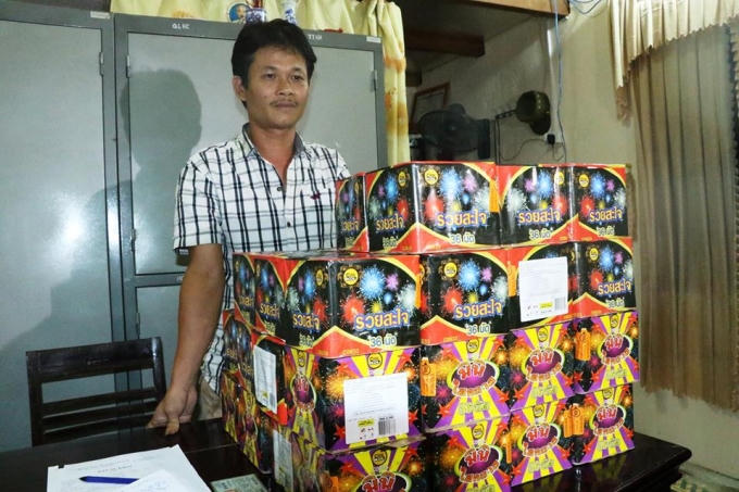 Đối tượng Trần Quốc Toản bị bắt giữ cùng với gần 80kg pháo nổ.