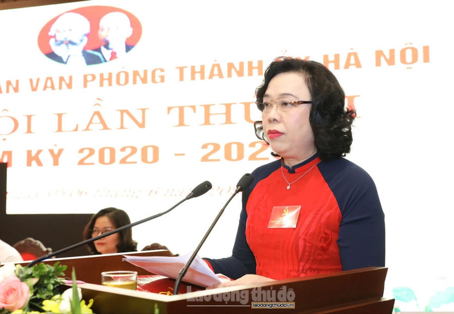 Phó Bí thư Thường trực Thành ủy Hà Nội Ngô Thị Thanh Hằng phát biểu chỉ đạo