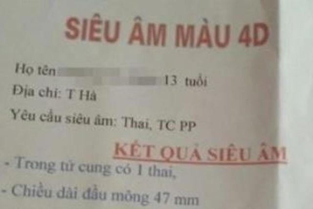 Phiếu siêu âm thai của học sinh H.