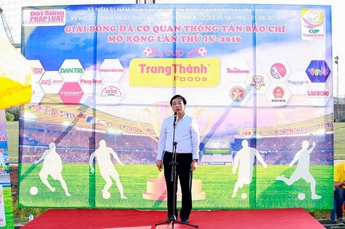 Ông Nguyễn Văn Hùng - Hàm Vụ trưởng Vụ Báo chí Xuất bản phát biểu tại lễ khai mạc (Ảnh: Hữu Oanh/Báo Thanh tra).