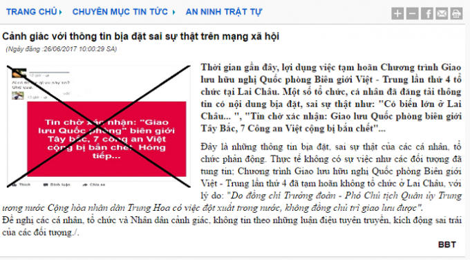 Nội dung cảnh báo được đăng tải trên trang điện tử Công an Lai Châu.