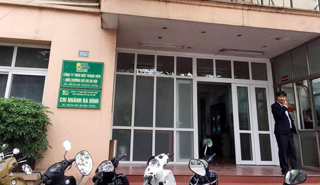 Trụ sở Công ty TNHH MTV Môi trường Đô thị Hà Nội (URENCO) nơi có nhiều cán bộ bị cơ quan cảnh sát điều tra - Bộ Công an tạm giam.