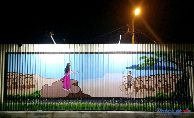 Cảnh chia tay trong truyền thuyết Âu Cơ và Lạc Long Quân.