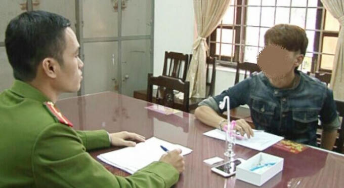 Một trong 4 đối tượng tại cơ quan Công an.