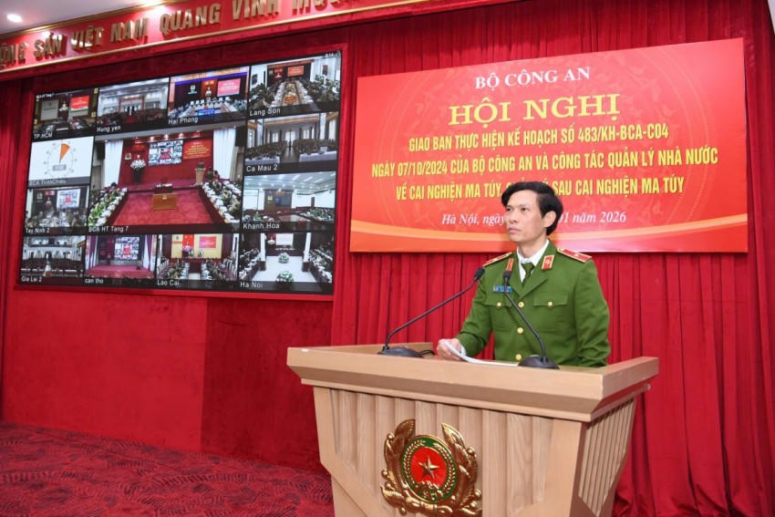 Cục trường Cục CSĐT tội phạm về ma túy Ngô Thanh Bình phát biểu tại hội nghị.