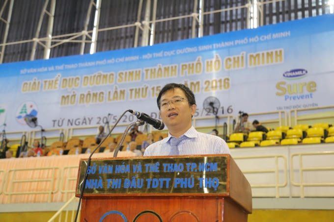 Ông Mai Thanh Việt - Giám Đốc Marketing ngành hàng sữa bột Vinamilk phát biểu tại Giải thi đấu.