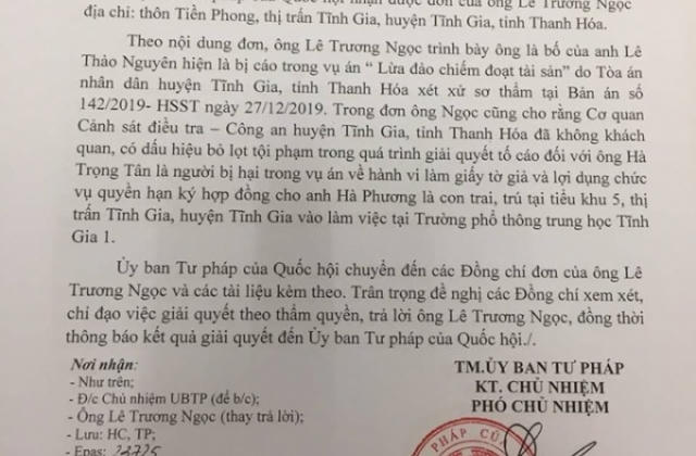 Phó Chủ nhiệm Ủy ban Tư pháp Quốc hội đề nghị Bộ Công an làm rõ vụ nghi làm bằng giả, con dấu giả?