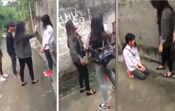 Nữ sinh đánh nhau trường THP Thanh Ba.
