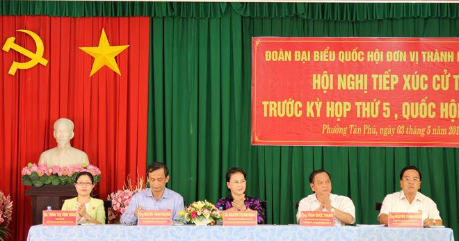 Chủ tịch Quốc hội Nguyễn Thị Kim Ngân tại buổi tiếp xúc.