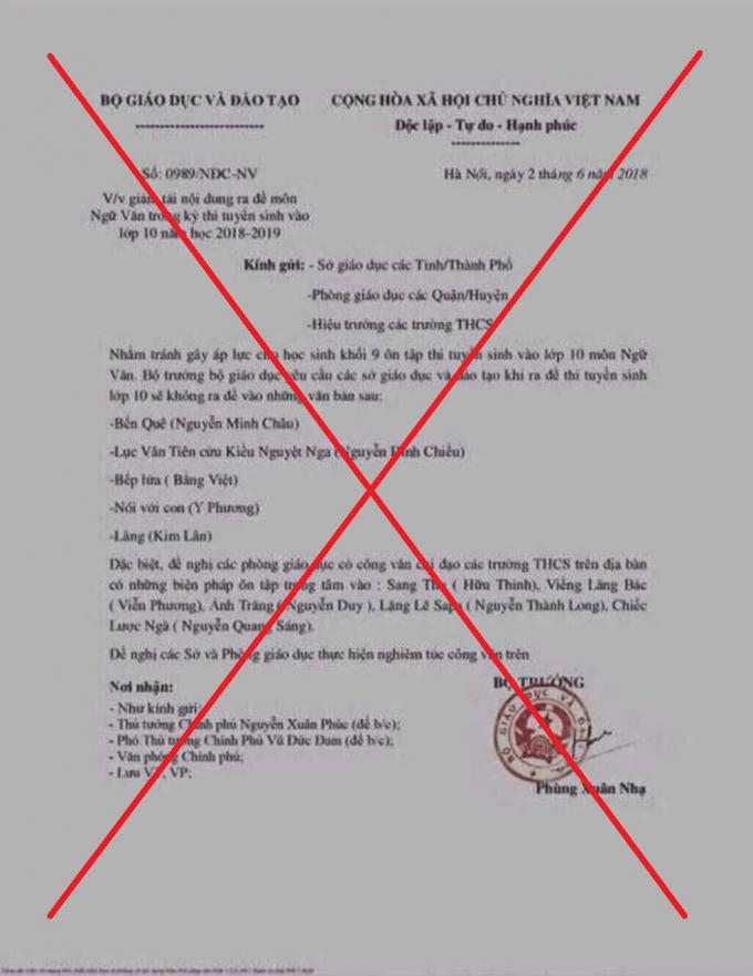 Công văn giả mạo lan truyền trên mạng xã hội.