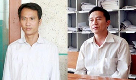 Bị can Nguyễn Thành Trinh và Lê Xuân Kỳ. (Ảnh: báo Người đưa tin)