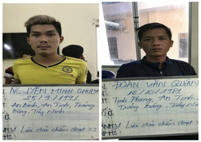 Nhóm đối tượng lừa đảo hàng chục tỷ đồng của các nạn nhân. Ảnh: CA Quảng Nam.