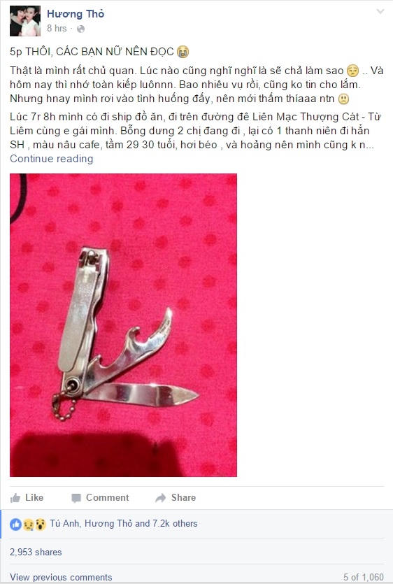 Chia sẻ trên trang cá nhân của Facebooker về vụ việc.