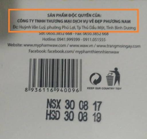 Địa chỉ sản xuất ghi trên sản phẩm mơ hồ.